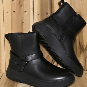 FITFLOPS Womens F Mode Black  Knotted Platform Ankle Boots Zip NEW MSRP $190